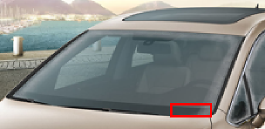Beispielbild des Bereichs auf der Windschutzscheibe wo sich die Fahrzeug-Identifikationsnummer (FIN) befindet.