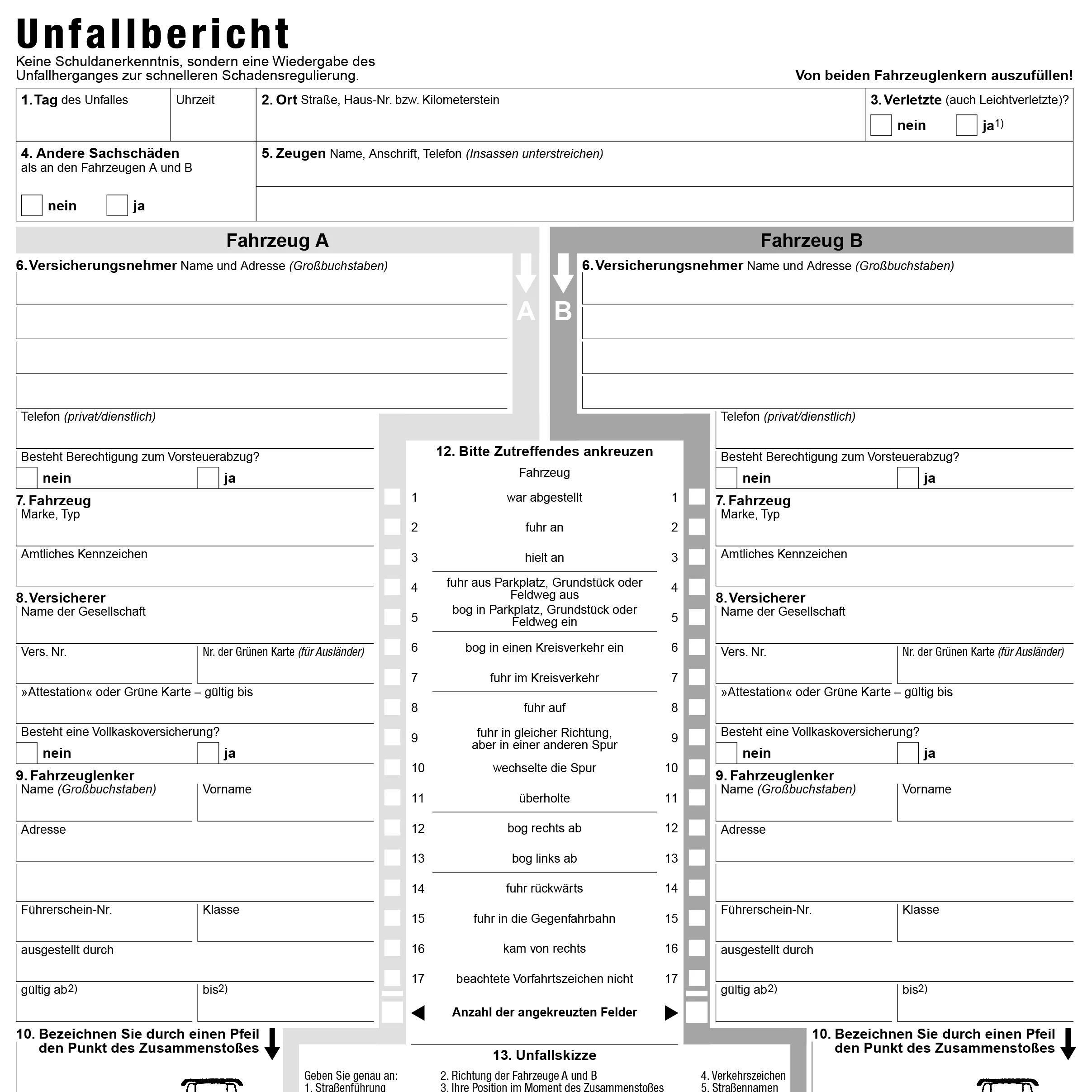 Europäischer Unfallbericht